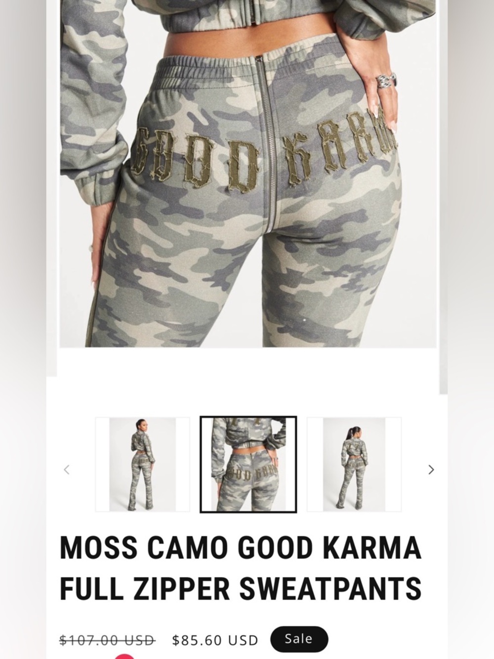 Karma7 Camo Zip-Front and back Joggers in Gray